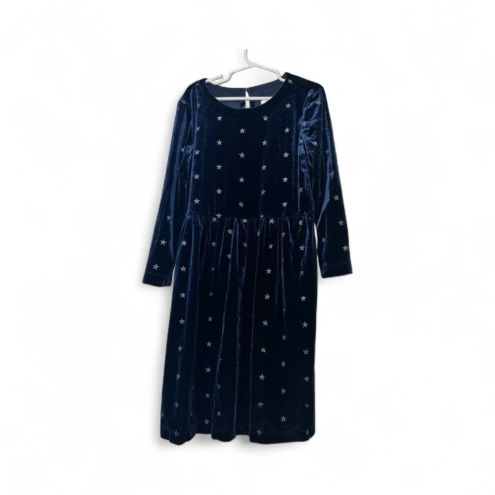 GAP Kids Navy Velvet Dress with silver Star Accents Sz lg 10